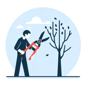 minimalist-cartoon-image-showing-a-person-using-loppers-to-prune-medium-sized-branches-from-a-tree
